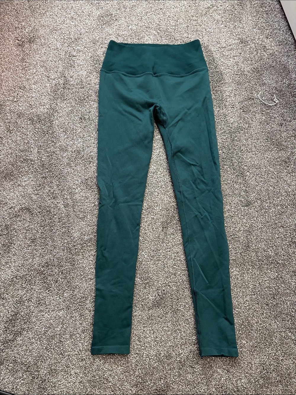 Alo Ribbed High-Waist Forest Green Leggings